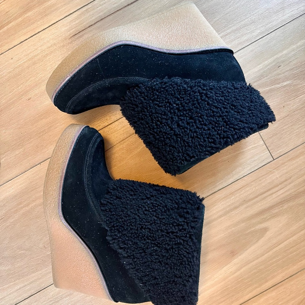 UGG Coldin Black Shearling Wedge Boots
